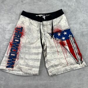 Throwdown MMA Americana Board Shorts 31 White Red Blue Fight Swim Trunks Mens